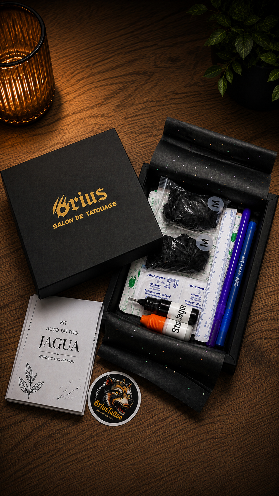 Kit auto-tattoo Jagua 6rius avec son matériel
