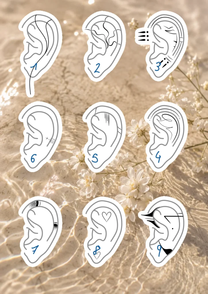 Flash tattoo « Oreilles symboliques » dessiné par 6rius Tattoo près de Mulhouse.