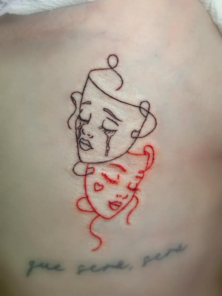 Tatouage « Visages en ligne fine » réalisé par 6rius Tattoo près de Mulhouse.